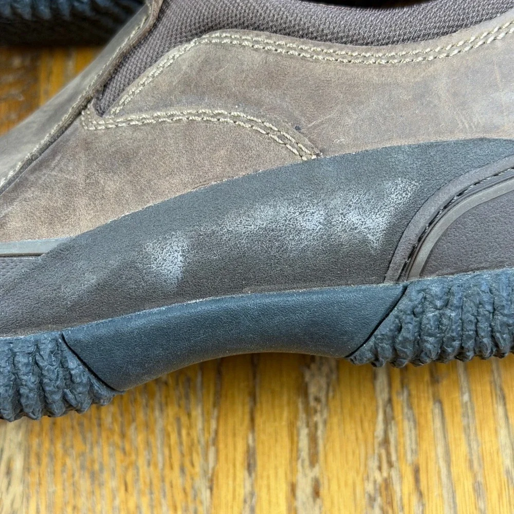 LL Bean Storm Chaser Mens 10.5 Wide Brown Leather Slip On Shoes Hiking Loafers